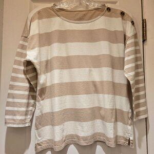 Talbots petite tan and ivory striped top size LP